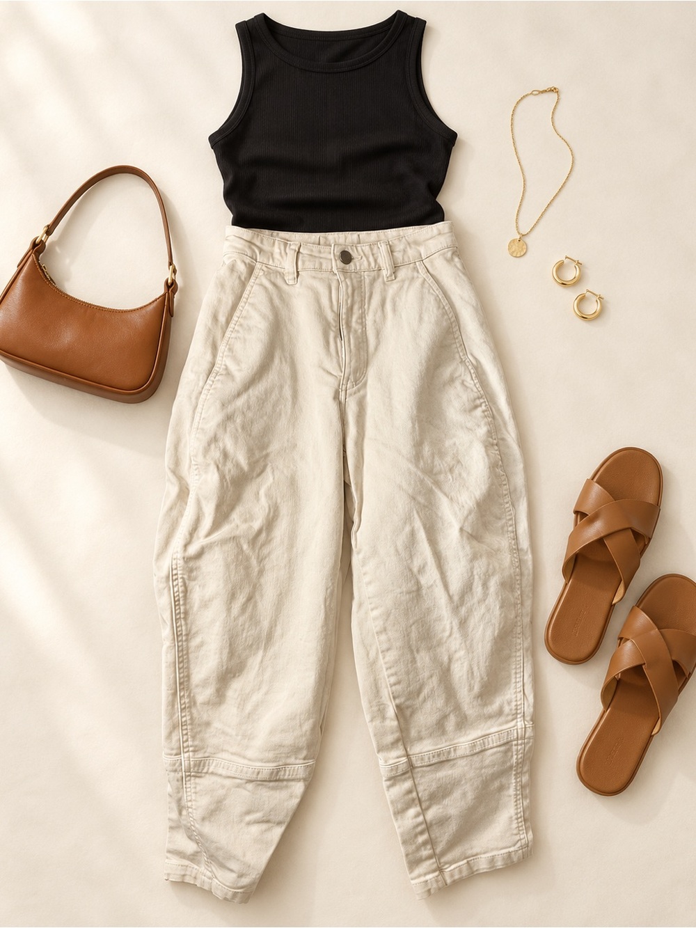 : Everlane Utility Barrel Pants Cream Size 0 High Rise